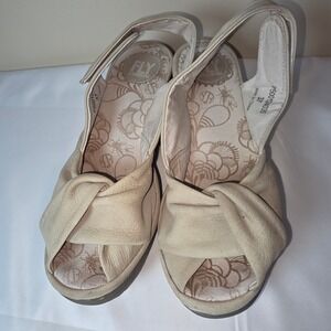 Fly London Yala Beige Leather Wedge Platform Sandals Womens 37 P500124035